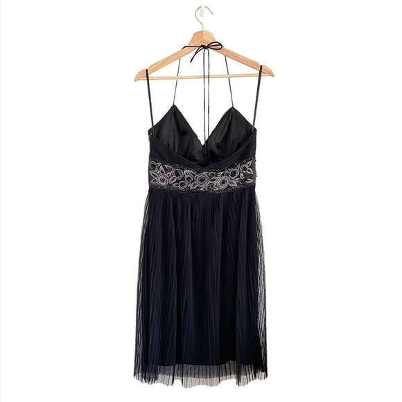 Sue Wong Nocturne Vintage 90s Embroidered Bead Detail Fairy Goth Halter Dress 6 - Picture 2 of 16